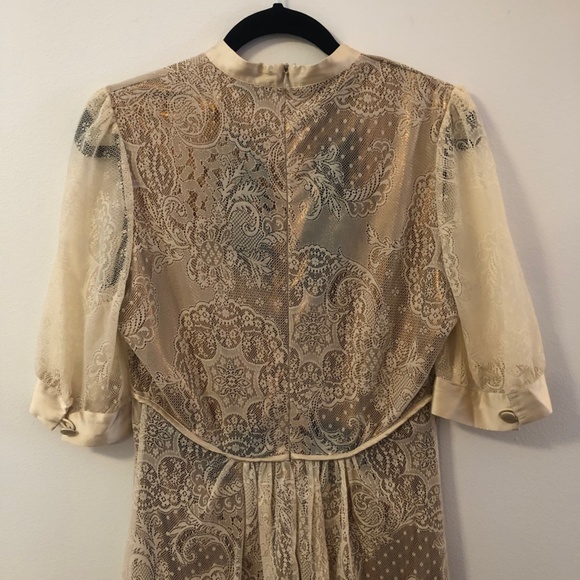 Vintage Gold and Cream Lace Party Dress - Picture 3 of 3